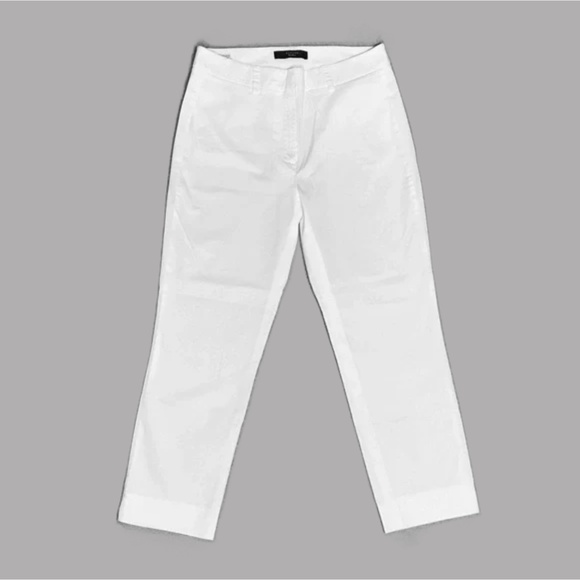 WEEKEND MAX MARA Cropped Cigarette Fit W18 Trousers Size 14 Cream Stretch Cotton - Picture 1 of 10
